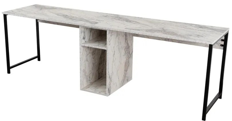 Íróasztal Twin Study Desk - Freesia Marble, Fekete