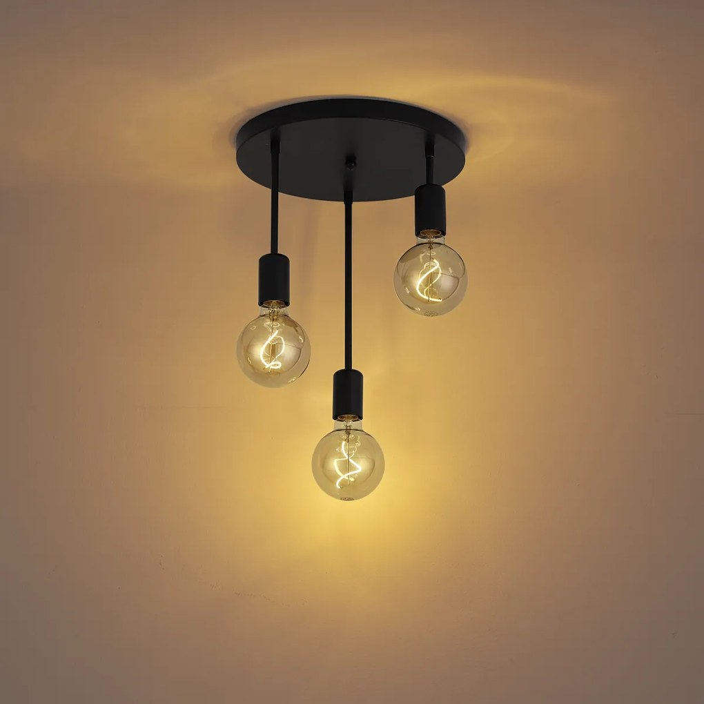 Modern mennyezeti lámpa fekete 3-lámpás - Facil