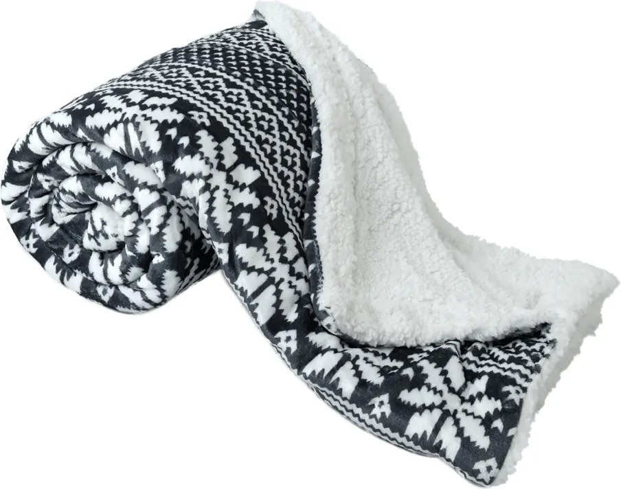 Kétoldalas bárány takaró, téli motívum, 150x200, MALENA