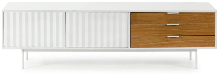 Fehér-natúr színű TV-állvány tölgyfa dekorral 180x52 cm Sierra – Teulat