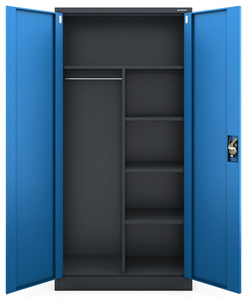 Tisztítószeres szekrény zárral DAWID 900 x 1850 x 450 mm, antracit-kék