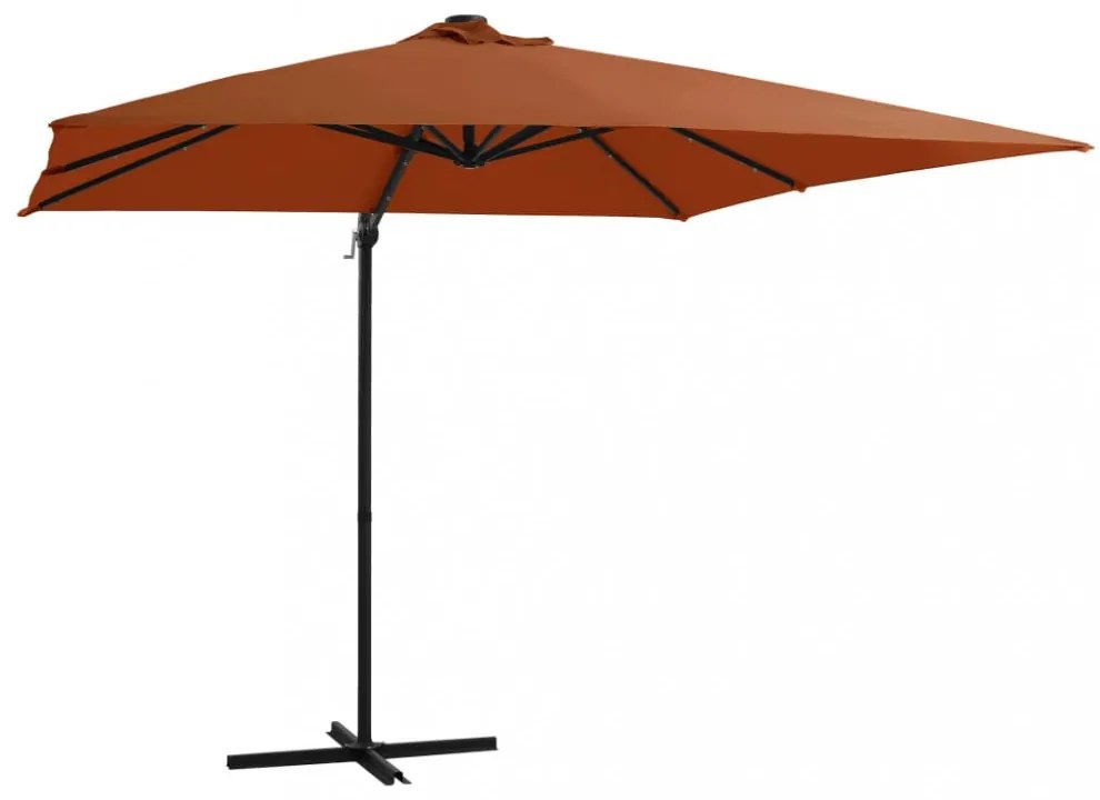terrakotta konzolos napernyő LED-világítással 250 x 250 cm