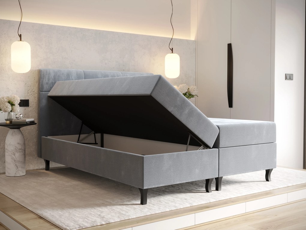 Franciaágy Boxspring 180 cm Lumba (oliva) (matraccal és tárolóhellyel). 1046690