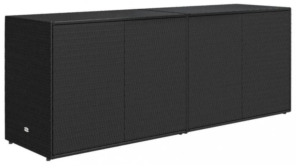 fekete polyrattan kerti tárolószekrény 198 x 55,5 x 80 cm