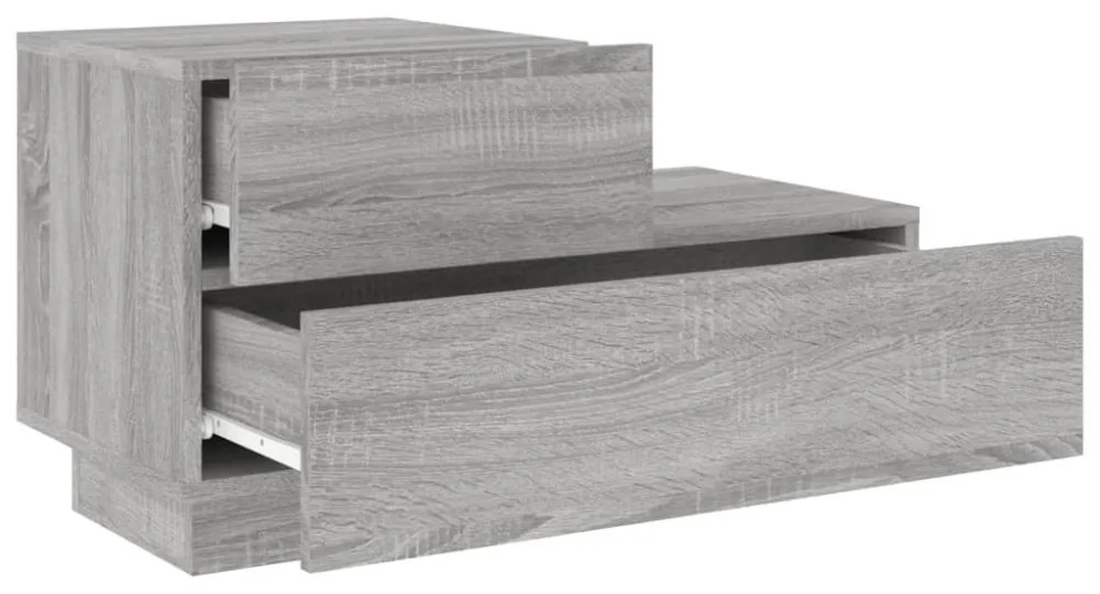 szürke sonoma éjjeliszekrény LED-világítással 70 x 36 x 40,5 cm