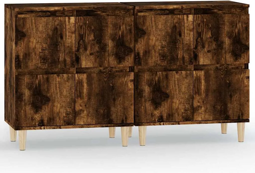 vidaXL 2 db füstös tölgy színű szerelt fa tálalószekrény 60x35x70 cm
