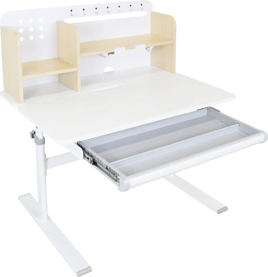 Növekvő íróasztal, természetes/fehér, ADAN