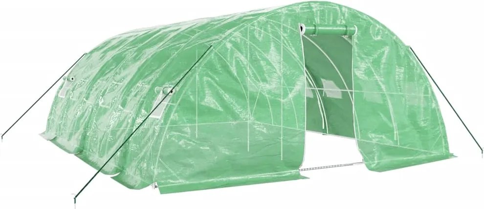 vidaXL zöld acélvázas melegház 30 m² 6 x 5 x 2,3 m