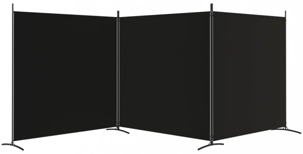 3 paneles fekete szövet térelválasztó 525x180 cm