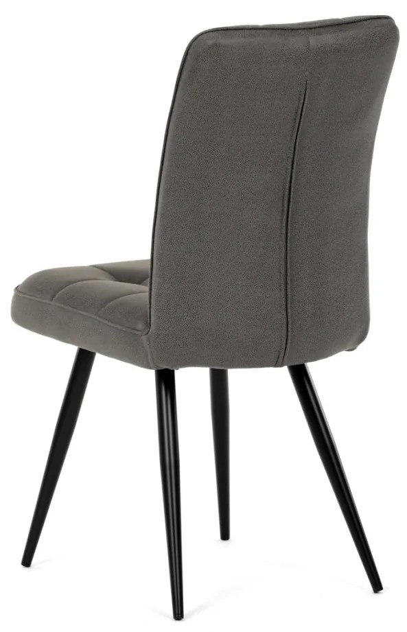 Scaun de dining cu tapițerie din material textil gri, cu aspect de piele periată