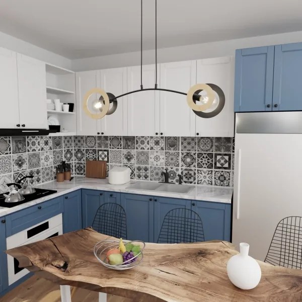 Csillár zsinóron SKIVA 2xE27/15W/230V fekete/bézs