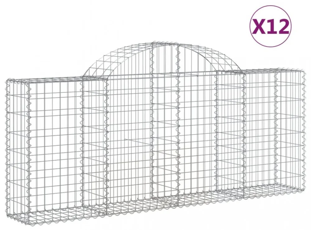 12 db íves horganyzott vas gabion kosár 200x30x80/100 cm