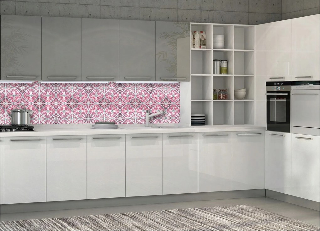 Flizelin fotótapéta Rózsaszín Virágos geometria Finomság 250x60 +ragasztó