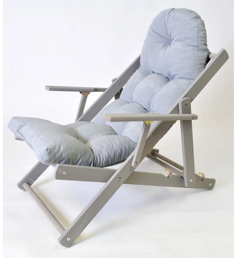 Szürke tömörfa összecsukható kerti napozószék Borneo – Rojaplast