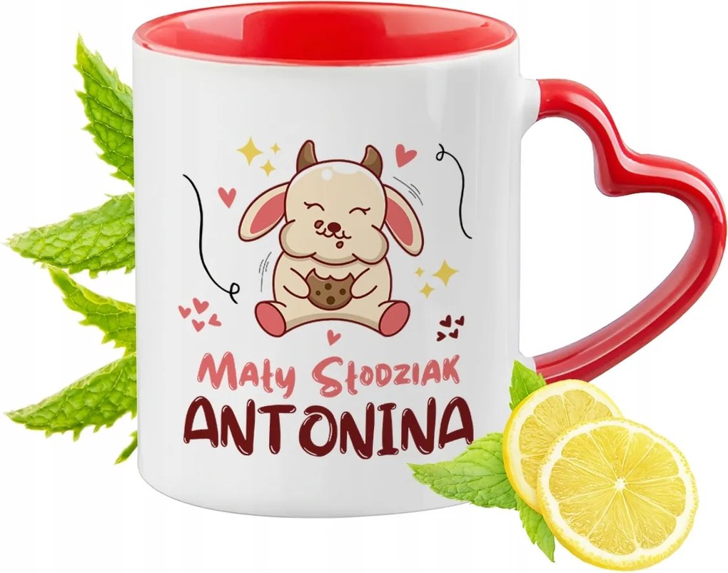 Piros bögre szív alakú füllel Antonina ajándék