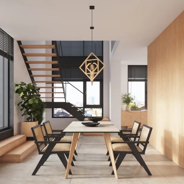 Sollux SL.1757 - Csillár zsinóron CARO 1xE27/15W/230V bükkfa