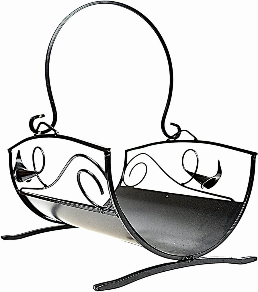 Tűzifa kosár kandallóhoz DK-865 fekete fém dekoratív kosár