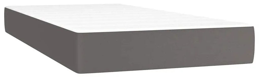 szürke műbőr rugós és LED-es ágy matraccal 120x190 cm