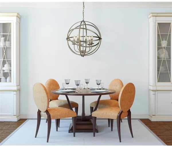 Searchlight 2476-6AB - ORBIT láncos csillár 6xE14/60W/230V sárgaréz