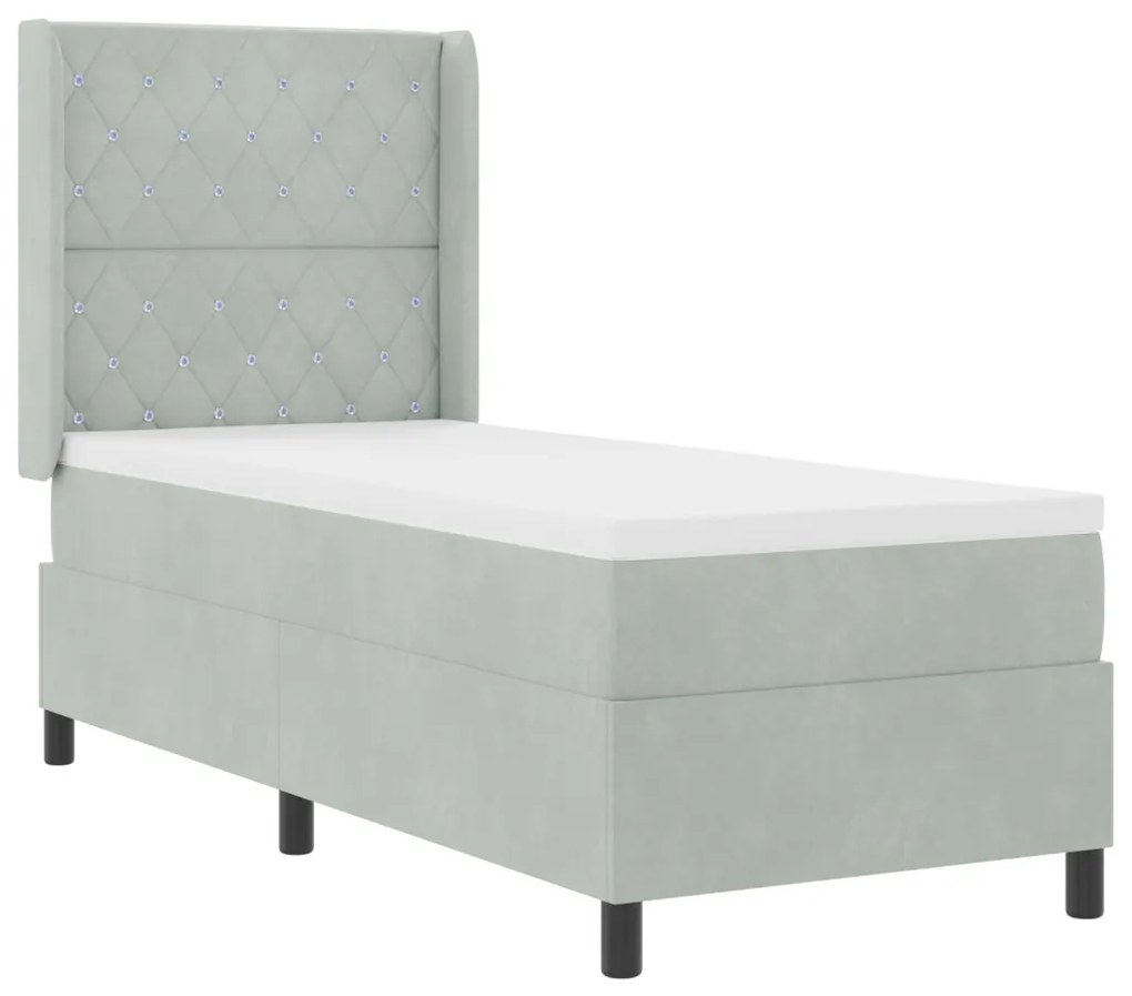 Boxspring Ágy Matraccal és LED Fény Szürke 80x200 cm Bársony