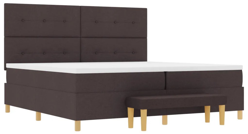 Box Spring Ágy Matraccal és Pad Dark Brown 200x200 cm Szövet