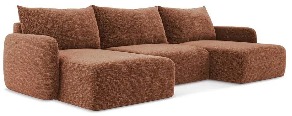 Téglavörös kinyitható-tárolóhelyes sarokkanapé Kalena – Makamii