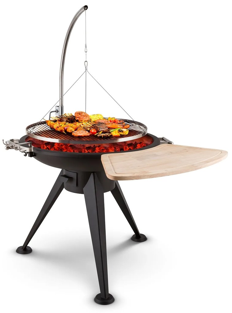Blumfeldt Delion, akasztható forgó grill, tűzrakóhely, Ø 80 cm, hosszú állvány, rozsdamentes acél