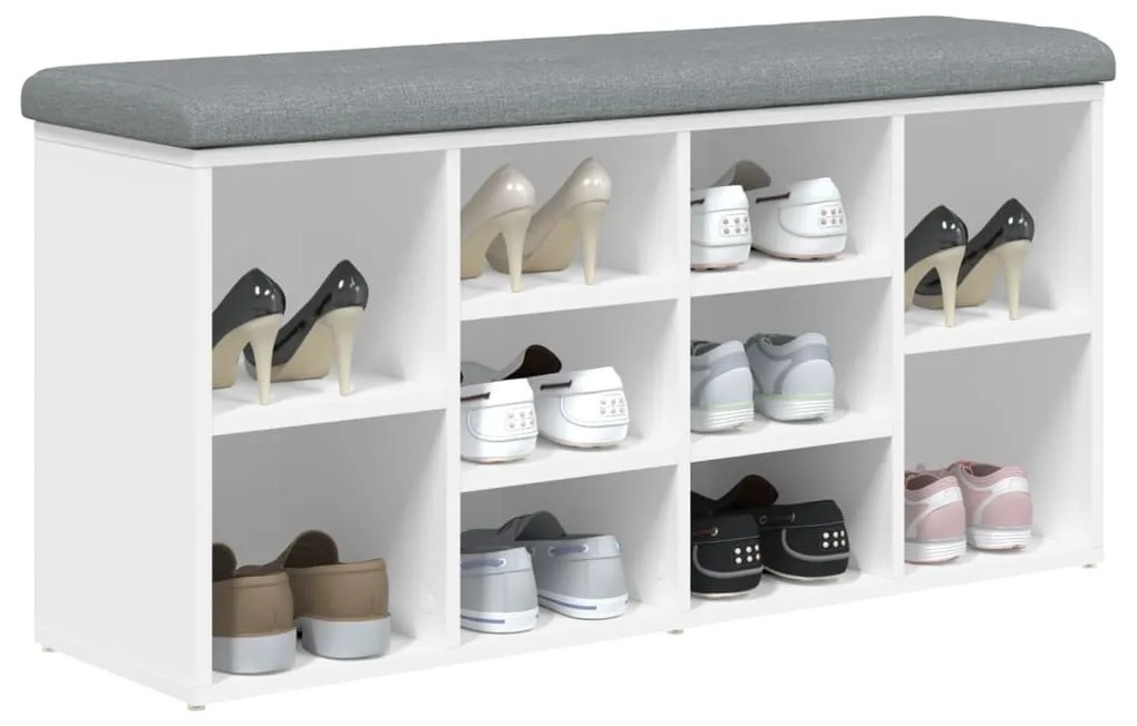 fehér cipőpad 102 x 32 x 50 cm rétegelt fából