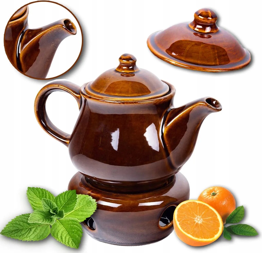 Hagyományos Vízforraló Kerámia Boros Tea Melegítővel 1L