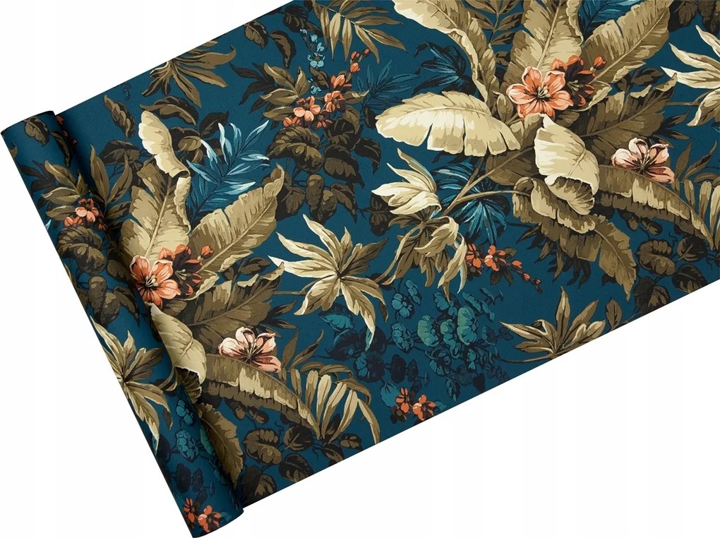 Háttérkép Virágos-növényes motívumok Türkiz retro stílus