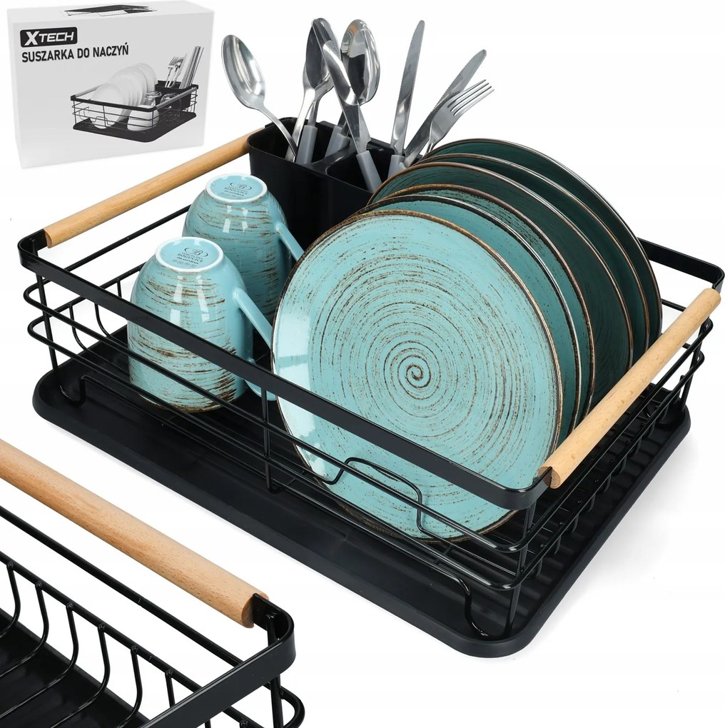 Edényszárító Csepegtető Fekete Egyszintes Xtech