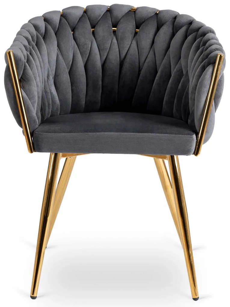 Elegáns Szürke Bársony Étkezőszék Arany Lábbal. CAPI