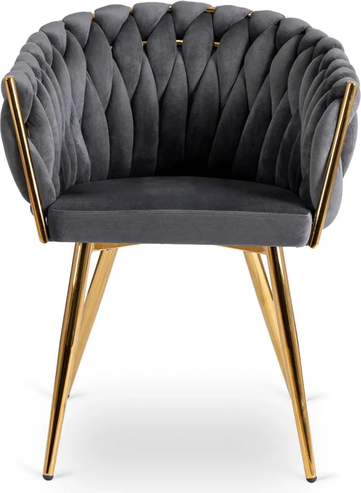 Krzesło CAPI Szare Plecione Welurowe