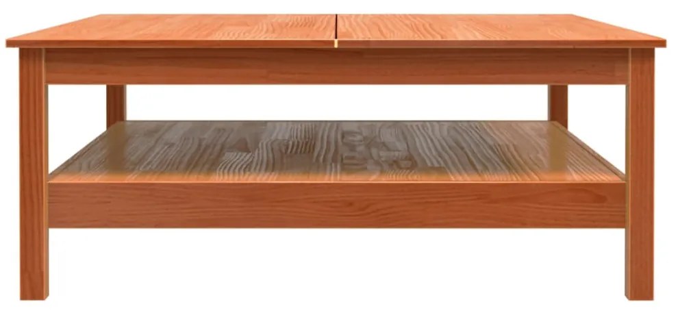 viaszbarna tömör fenyőfa dohányzóasztal 100 x 100 x 40 cm