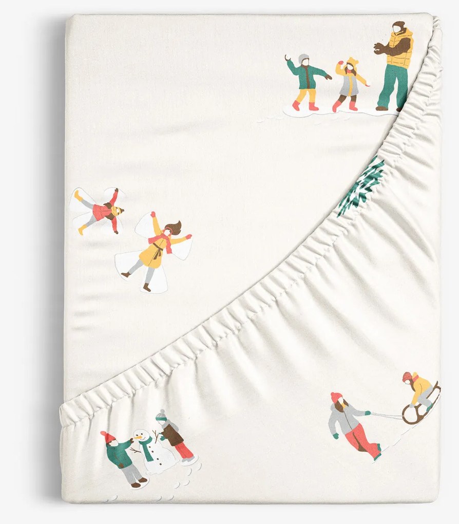 Goldea pamut gumis lepedő - téli örömök 80 x 200 cm