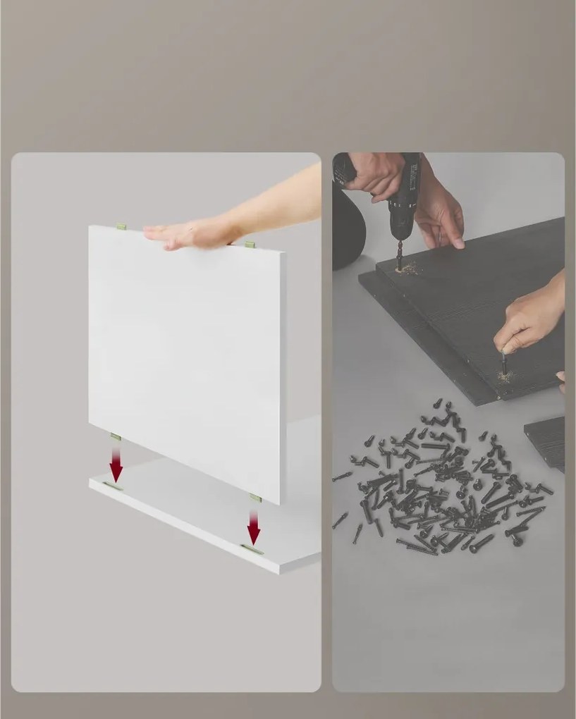 Éjjeli szekrény, fiókos, USB aljzattal, modern, fehér 40x30x50cm