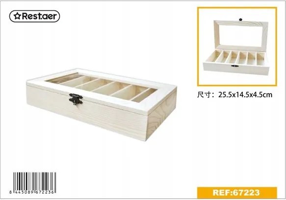 Fából készült ékszerdoboz üvegezett fedéllel