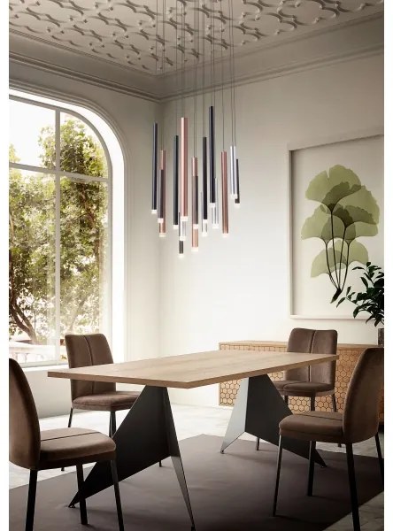 Redo 01-2061 - LED Csillár zsinóron MADISON 16xLED/4W/230V fényezett króm/fekete/réz