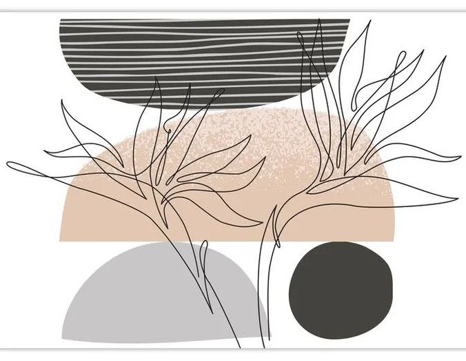 Kép - Vonal művészet virágok N⁰2 (120x50 cm)