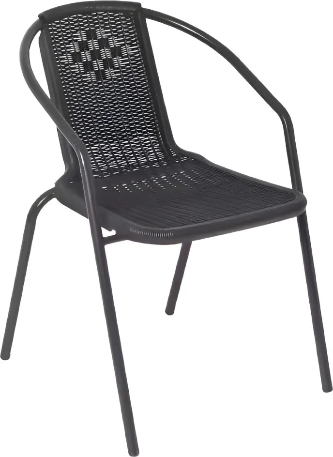 Kerti rakásolható szék, fekete, acél/műanyag, FRENY