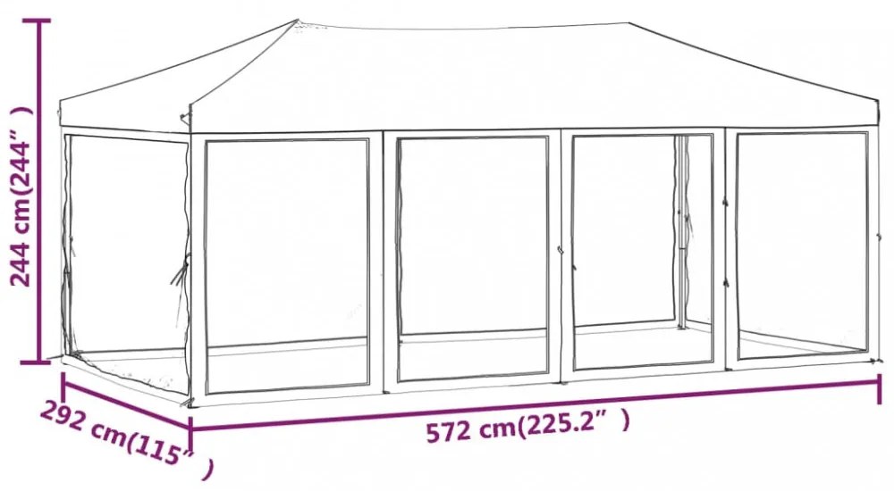 antracitszürke összecsukható partisátor oldalfalakkal 3x6 m