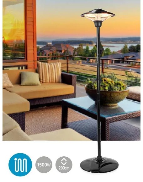 Nedis HTPA15EBK kültéri elektromos fűtőtest 200 cm 1500W/230V IP34