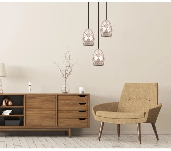 ITALUX MDM-3480/3A GD - Csillár zsinóron HARLEY 3xE27/40W/230V Rózsaarany