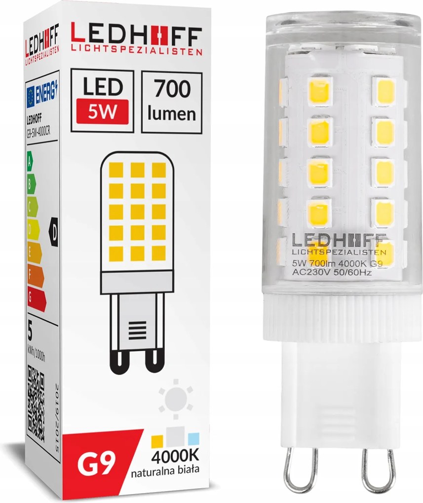 Led izzó G9 5W =60W 700lm fehér 4000K Semleges energiatakarékos kapszula