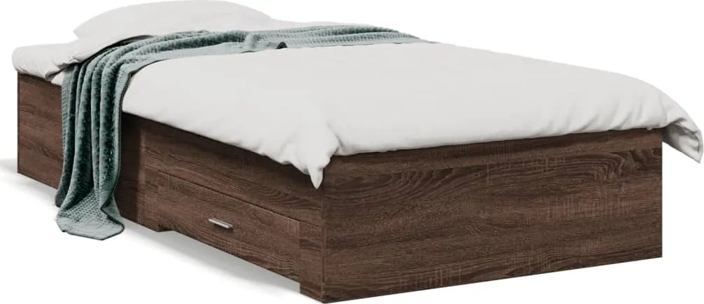 vidaXL barna tölgyszínű szerelt fa ágykeret 75 x 190 cm