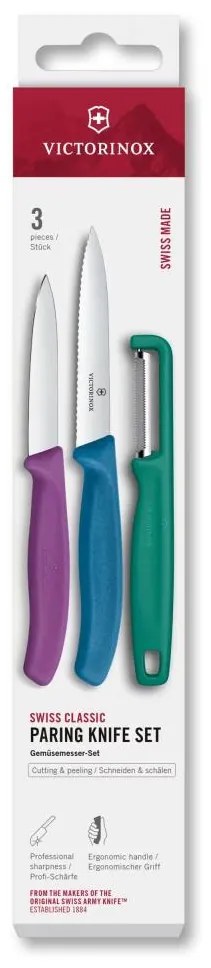 Victorinox - SWISS CLASSIC 3 részes konyhai késkészlet hámozóval, színes kivitel