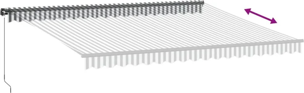 Antracitszürke és fehér kézzel kihúzható napellenző 450x350 cm