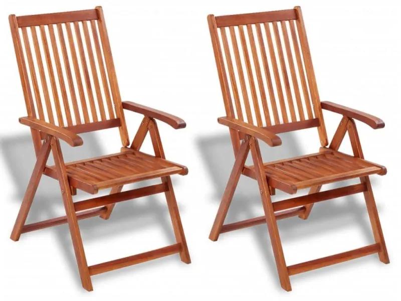2 db barna összecsukható tömör akácfa kerti szék