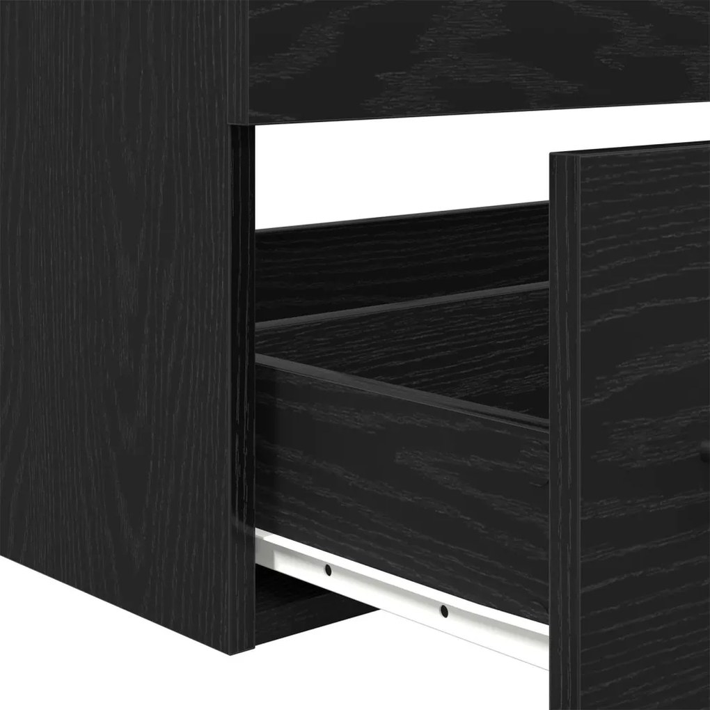 vidaXL Mosdó Szekrény Tükörrel Fekete Tölgy 90x45x1,5 cm Mérnöki Fa