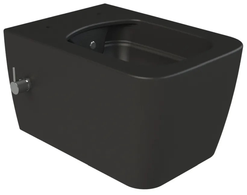 CeraStyle HERA fali WC - MATT FEKETE - BEÉPÍTETT bidé funkcióval - perem nélküli